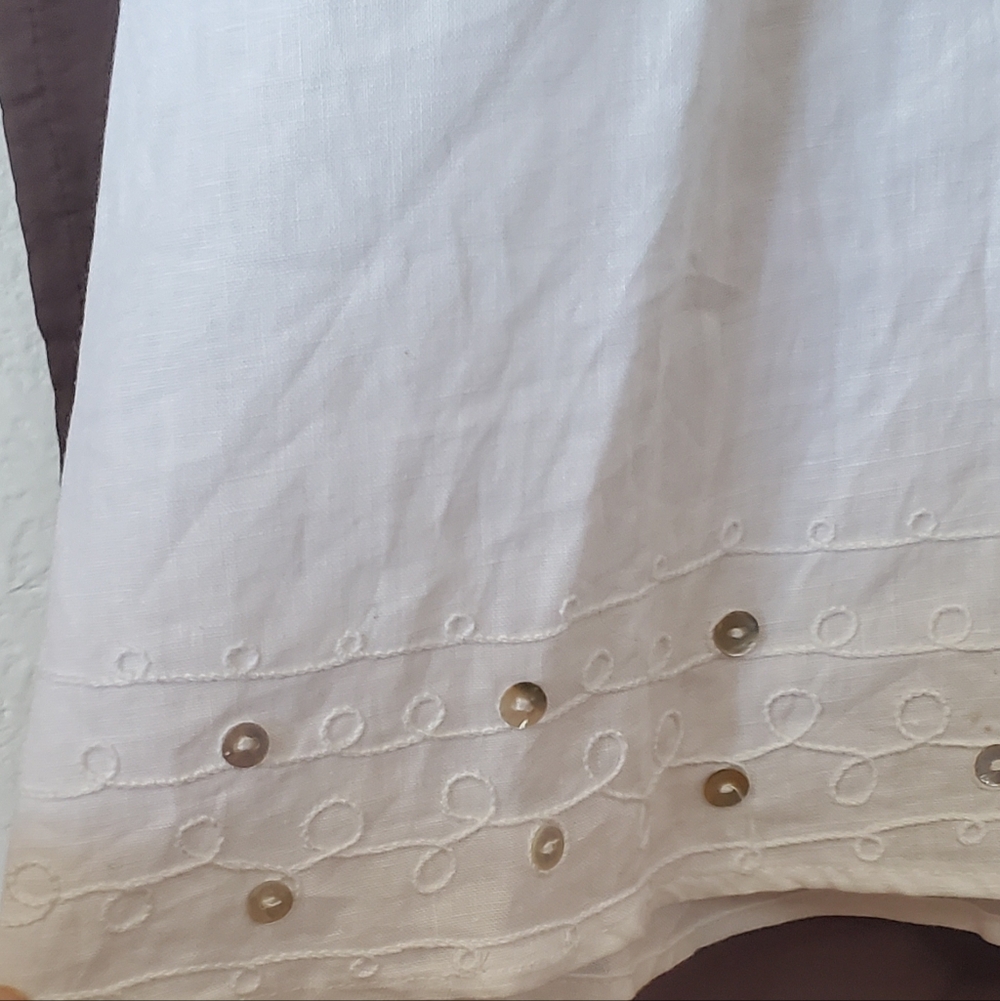 Ecologie Women's White Linen Long Skirt, Sz 12 - Picture 5 of 11